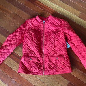Quilted Red Charter Club Round Collar Jacket